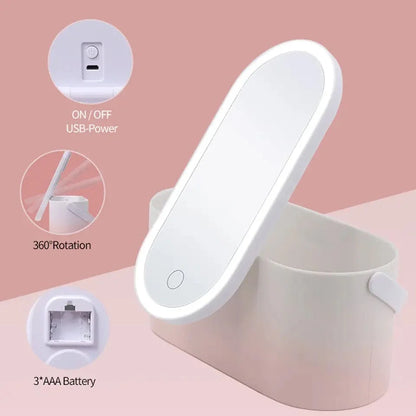 Portable LED Light Storage Box | Beauty And Makeup Mirror