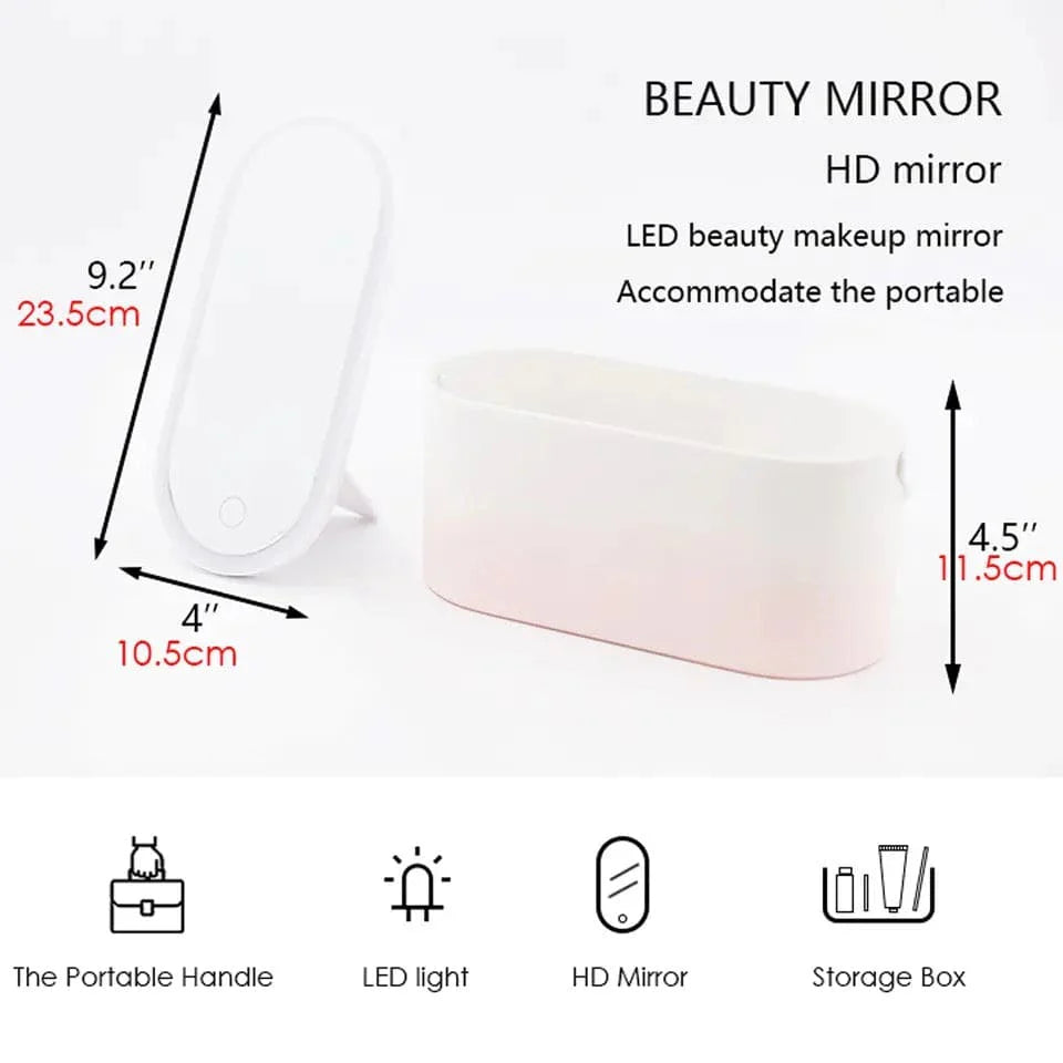 Portable LED Light Storage Box | Beauty And Makeup Mirror