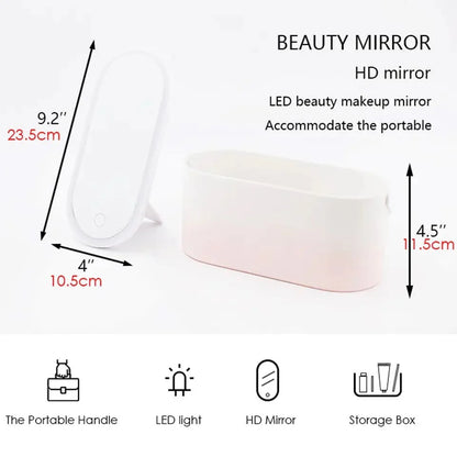 Portable LED Light Storage Box | Beauty And Makeup Mirror